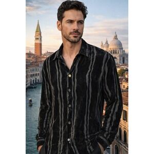 Vintage Men's Ceta Dolce silk and velour shirt